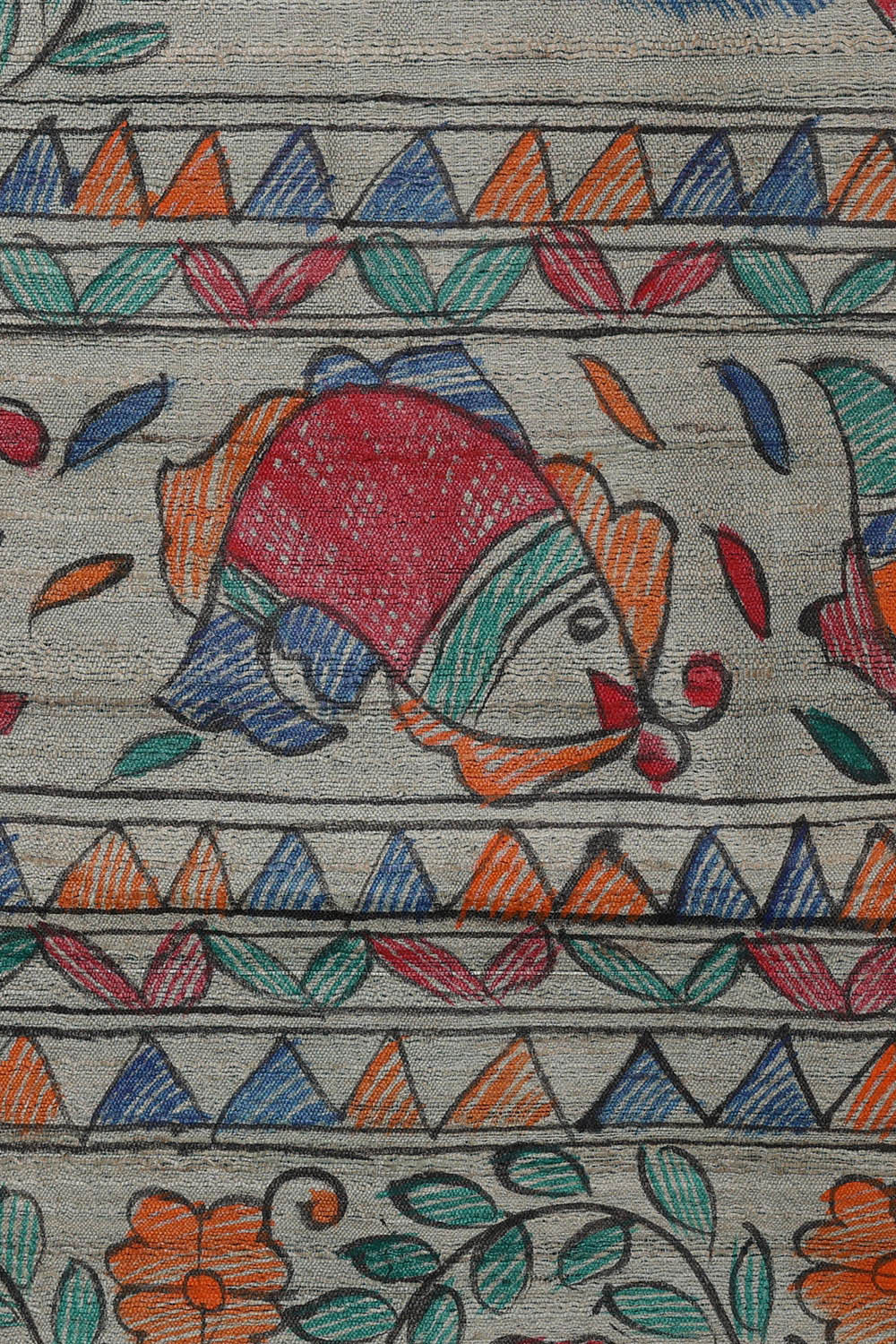Image of Printed Tussar Ocean Blue Saree